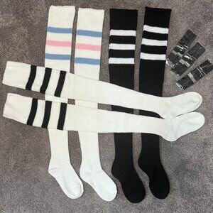 3 pairs Thigh High Knitted Socks sexy with straps - NWOT